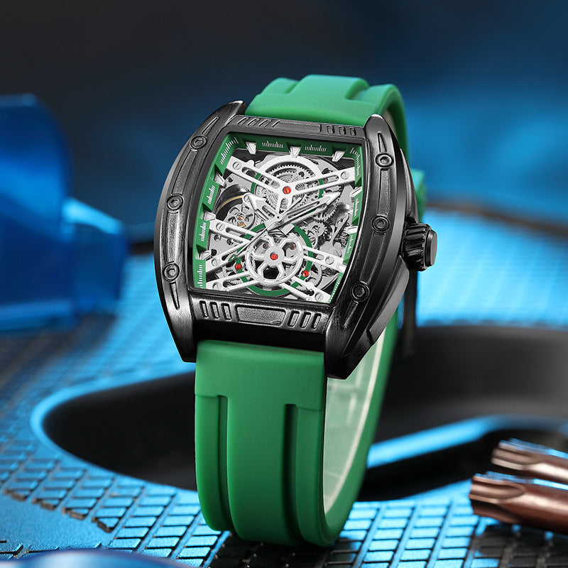 Men's Wine Barrel Type Mechanical Watch